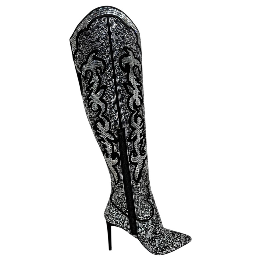 INC Iresa4 Rhinestone Crusted Western Style OTK Heeled Womens Boots Size 7M - Picture 5 of 15